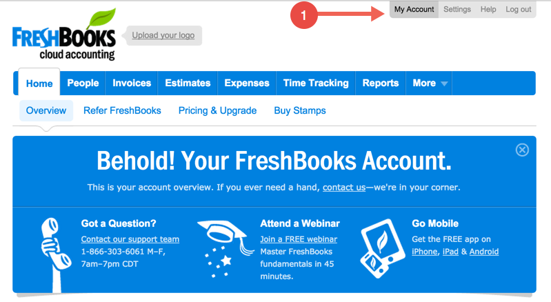 FreshBooks Connected App step 1